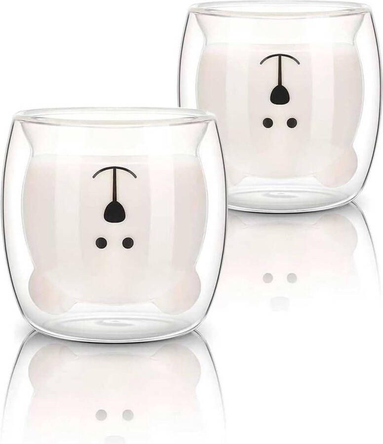 Dubbelwandige glazen beer 250 ml creatieve theeglazen cadeauset voor vrouwen en kinderen dubbelwandige theeglazen