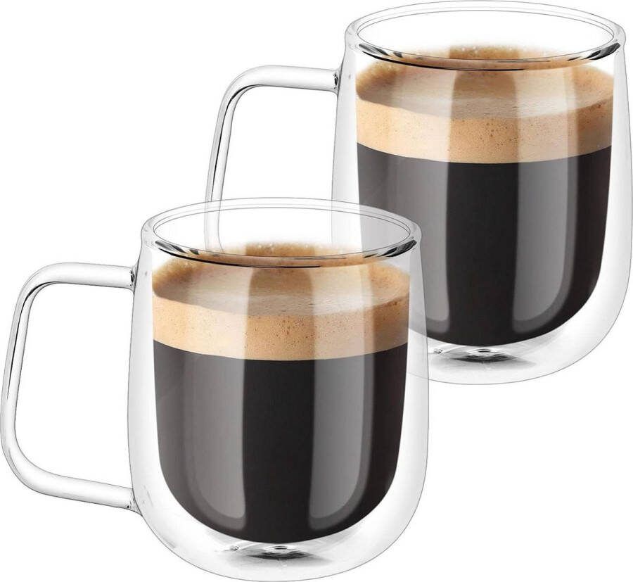 Dubbelwandige glazen mokken 2 stuks 250 ml borosilicaatglas voor thee en koffie dubbelwandige theeglazen