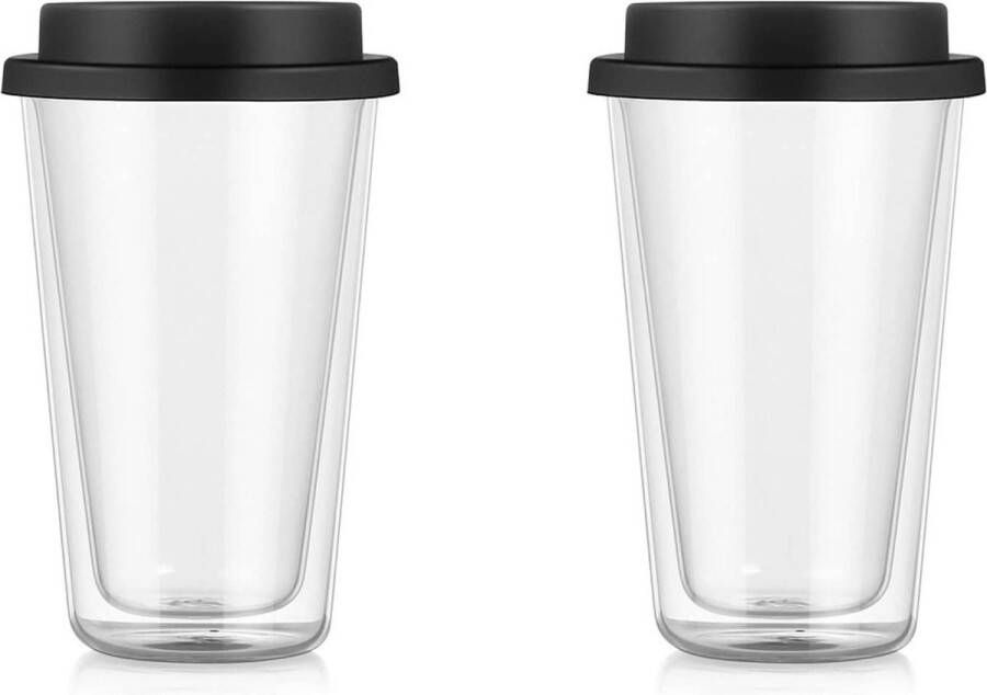 Dubbelwandige Glazen Tumbler to Go 12oz Herbruikbare Clear Travel Mok Geïsoleerde Dubbelwandige Glazen Koffie Melk