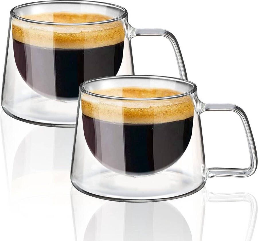 Dubbelwandige Latte Macchiato-glazen 300 ml borosilicaatglas handvat thermoglazen cappuccinoglazen koffieglazen theeglazen dubbelwandige theeglazen