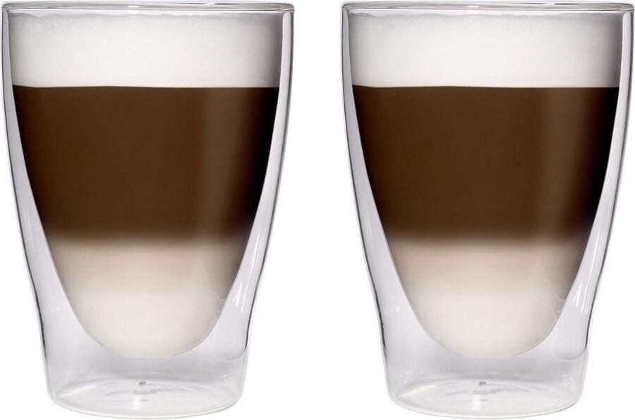 Dubbelwandige Latte Macchiato Glazen Set van 2 (280 ml) met Thermofunctie dubbelwandige theeglazen