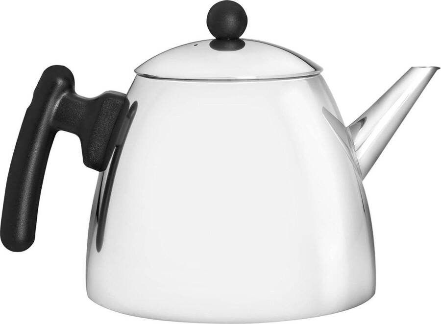 Dubbelwandige roestvrijstalen theepot 12 liter zwart handvat Klassiek design