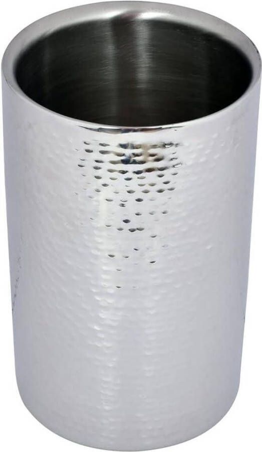 Dubbelwandige roestvrijstalen wijnkoeler 12 x 20 cm met gehamerde afwerking drinkkoeler voor wijnfles