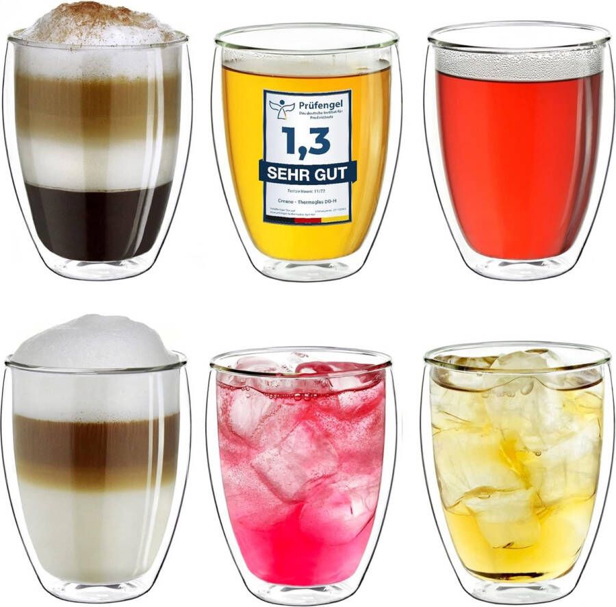 Dubbelwandige thermoglazen 250ml set van 6 groot hittebestendig drinkglas van borosilicaatglas koffie thee glazen