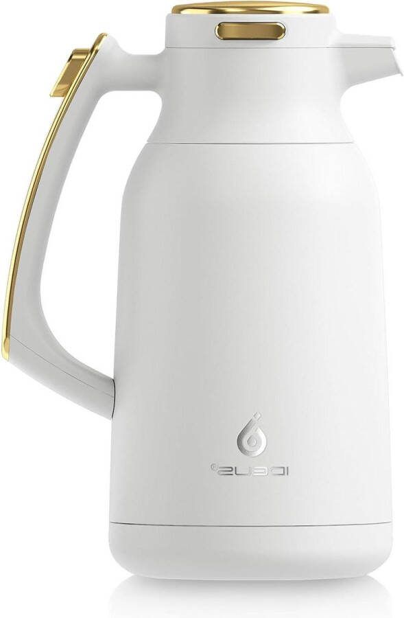 Dubbelwandige vacuüm-isolatie thermoskan 2 liter roestvrij staal houdt 12 uur warm voor 15-20 kopjes wit en goud
