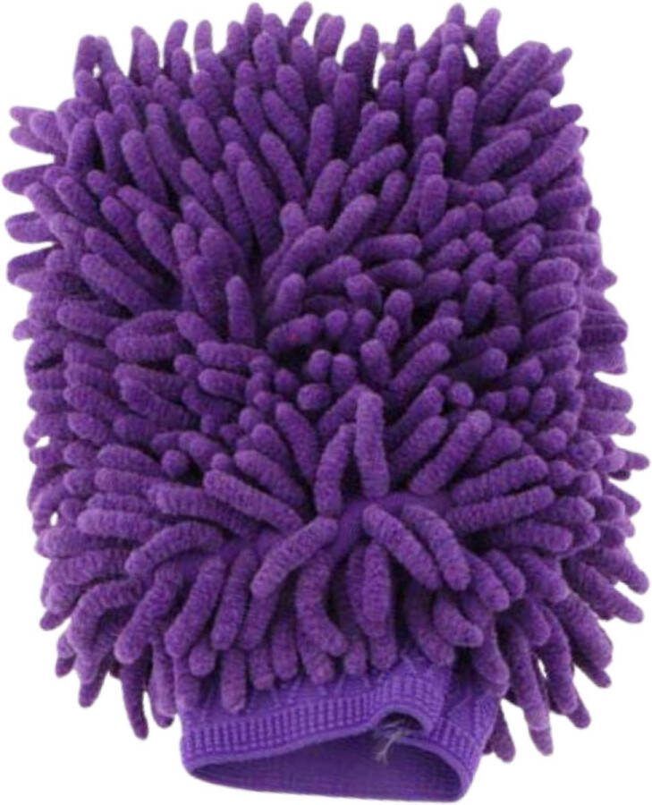 Dubbelzijdig Chenille Microvezel Schoonmaak Handschoen (Paars) Microfiber Auto Schoonmaakhandschoen Autowashandschoen Doek Autowas Washandschoen Handdoek Huishoudhandschoen Huishoud Borstel Reiniger Velgen Reinigen
