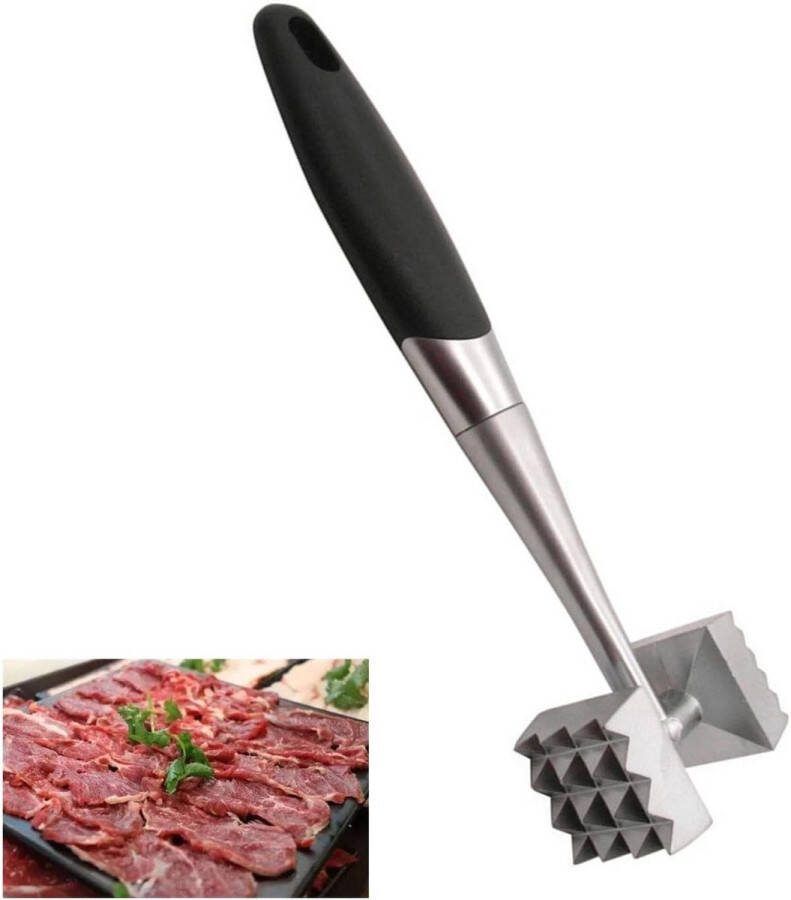 Dubbelzijdige anti-aanbak vleesklopper Aluminium vleeshamer met antislip greep Zachtmaker kotelhamer Tenderizer voor biefstuk kotels rundvlees kip