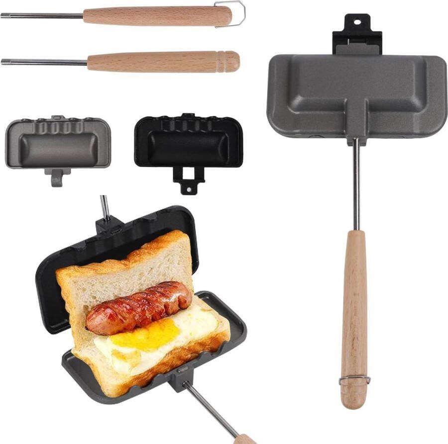 Dubbelzijdige breakfast sandwichmaker non-stick frituurpan met handgrepen wafelgrill