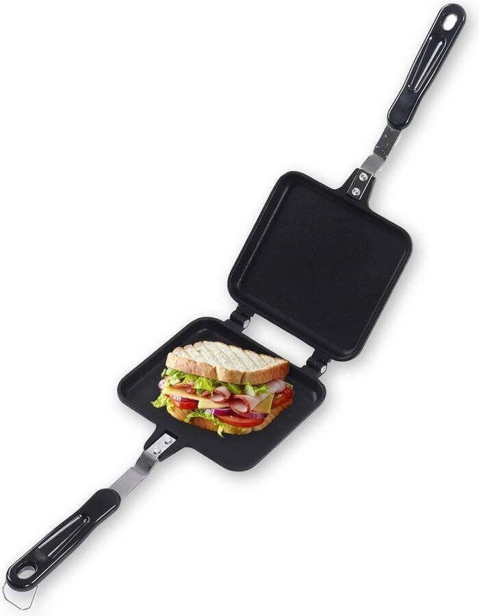 Dubbelzijdige Koekenpan Non Stick Opvouwbare Grill Koekenpan Aluminium Ontbijt Omelet Maker voor Broodrooster Sandwich