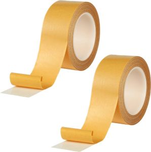 Dubbelzijdige tape Dubbelzijdig plakband 50 mm × 20 m 2 rollen Dubbelzijdig tape extra sterk Dubbelzijdige weefseltape Tapijttape 280 µm