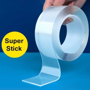 Dubbelzijdige tape Transparant Gekko tape Magic Tape – Nano Tape – Montage Tape Herbruikbaar Afwasbaar 2 meter