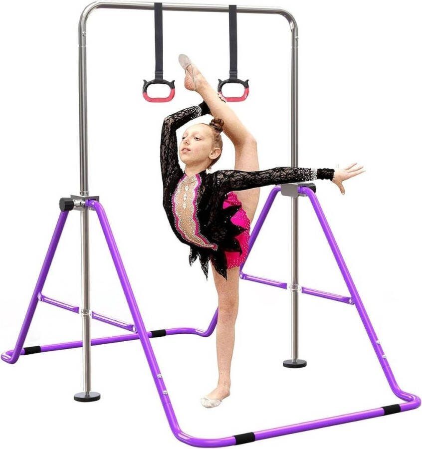 Duikelrek Turnrek Voor Kinderen – Turnstang Gymnastiek Rekstok Verstelbaar Klimrek Rekstok voor Thuis Klimboog Fitness – Duikelstang Paars