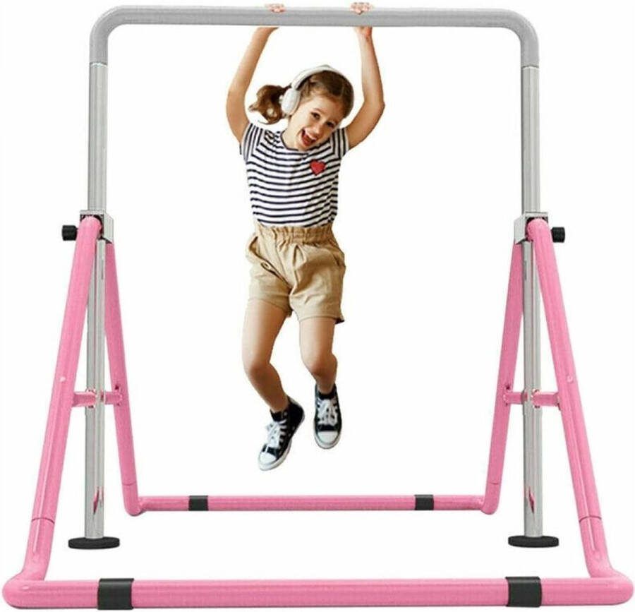 Duikelrek Turnrek Voor Kinderen – Turnstang Gymnastiek Rekstok Verstelbaar Klimrek Rekstok voor Thuis Klimboog Fitness – Duikelstang Roze