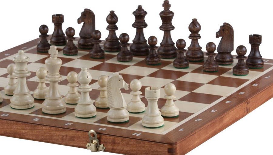 Chess.shop Duitse Tournament Schaakspel Compleet met Schaakbord en No.5 Sunrise Schaakstukken 48x48 schaakbord en 9cm koning Compleet schaakset