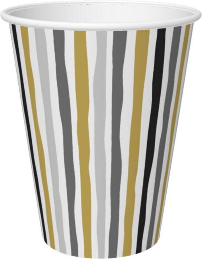 Duni Papieren Bekers Stripes Black and Gold 24 cl 10 Stuks