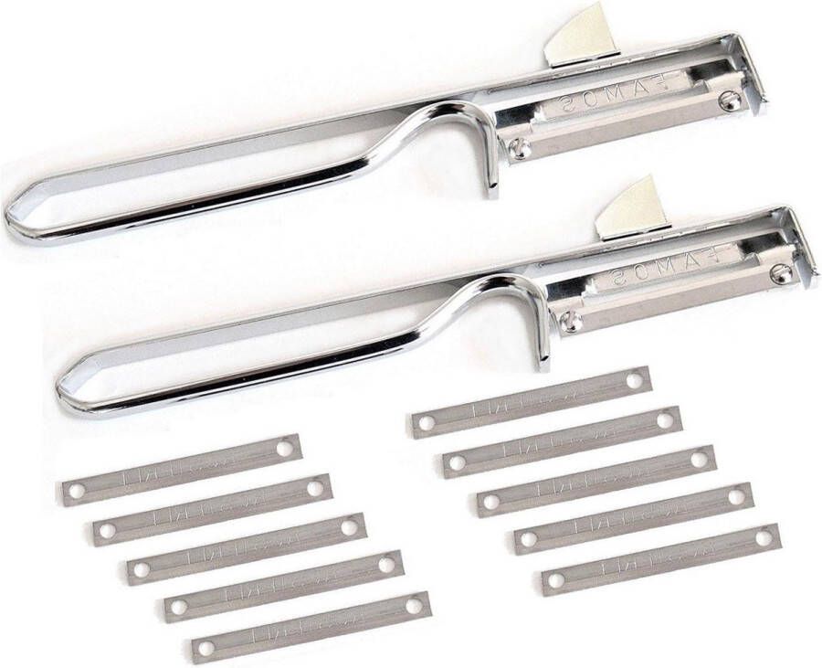 Dunschiller 2 stuks FAMOS + 10 reservemesjes groenteschiller aardappelschiller fruitschiller