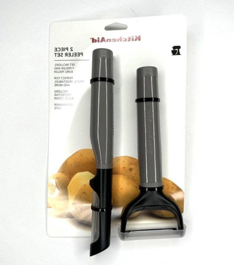 Dunschiller aardappelschiller fruitschiller Y-dunschiller gekarteld lemmet 2 stuks grijs 3258