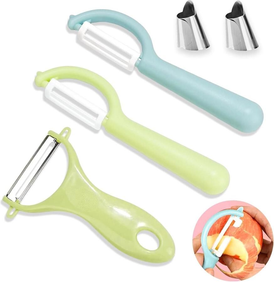 Dunschiller aardappelschiller set kinderdunschiller universele dunschiller met draaibare messen scrub multifunctionele Y-vormige groenteschiller voor groenten fruit wortelen 3 stuks
