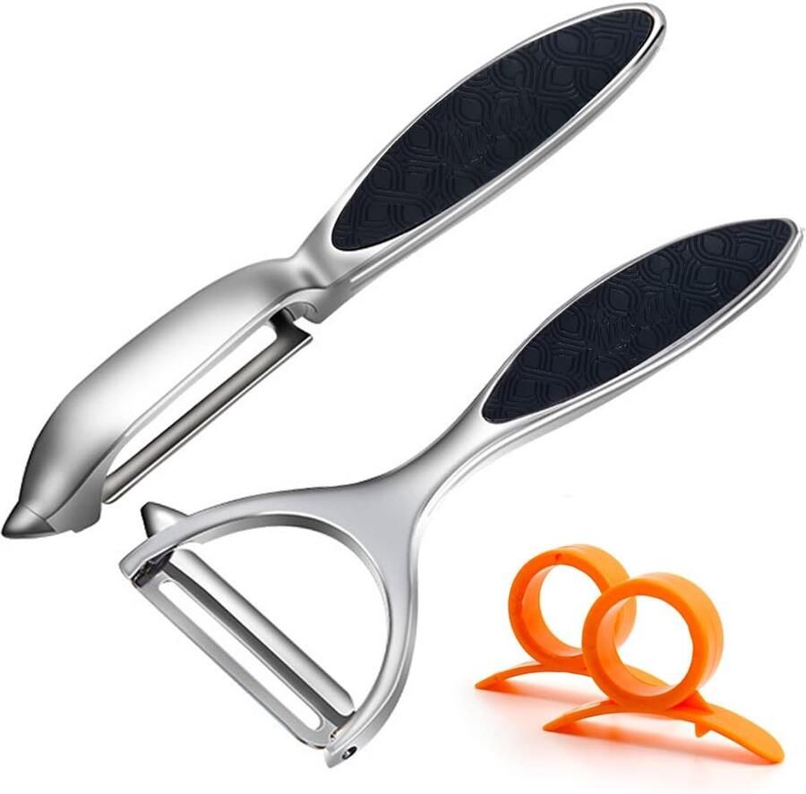 Dunschiller roestvrij staal tweesnijdend hangmes roestvrij vaatwasmachinebestendig 2 stuks voor keuken fruit wortelen aubergines mango komkommers chocolade met ergonomische antislip