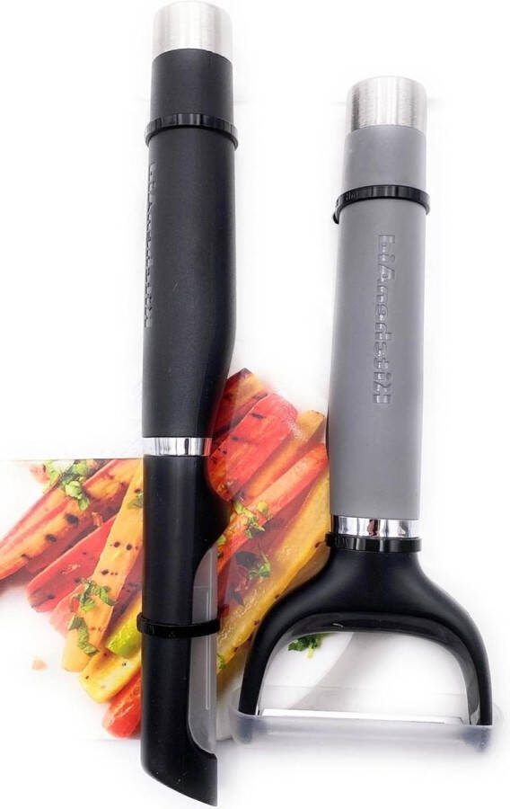 Dunschiller Y-dunschiller fruitschiller aardappelschiller met gekarteld lemmet grijs zwart 2 stuks 5926