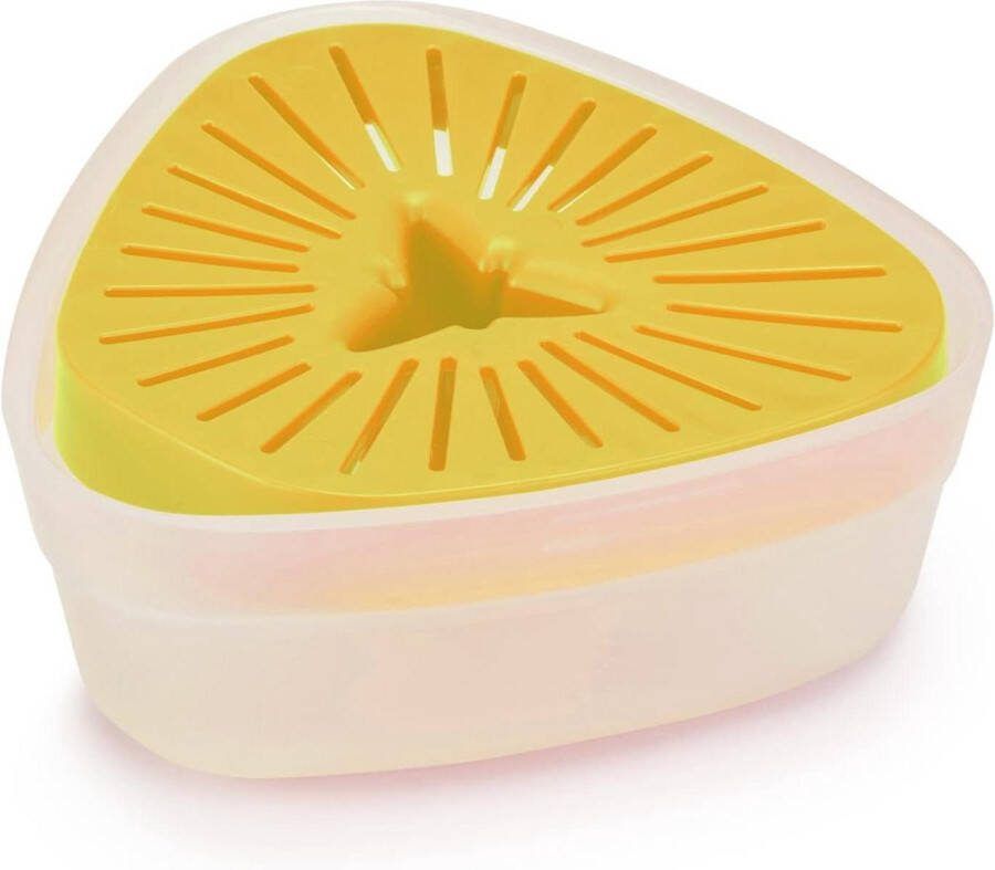 Duo Citruspers met compact Sapreservoir en Deksel Sinaasappelpers en Limoenpers Lichtgeel citruspers