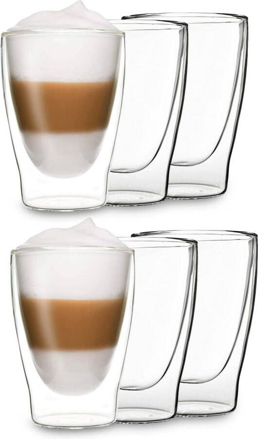 DUOS 6x 310 ml latte macchiato glazen set dubbelwandige thermoglazen