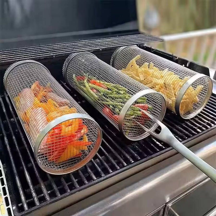 Duoset: 30CM Grillmand & BBQ Rooster Perfect voor Handig Barbecuen