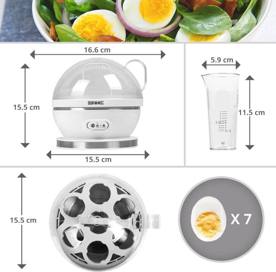 Duronic EB27 Eierkoker eieren koken voor het gezin 400 watt zachte medium harde eitjes oververhittingsbeveiliging timer maatbeker eipick Eierkoker