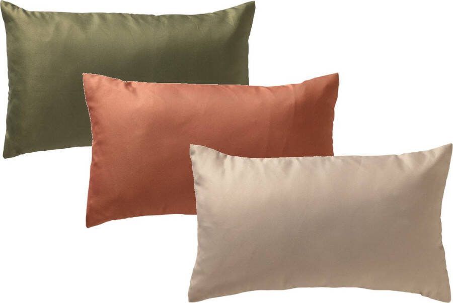 Dutch Decor set van 3 sierkussens Beige Olijfgroen Roze 30x50 cm