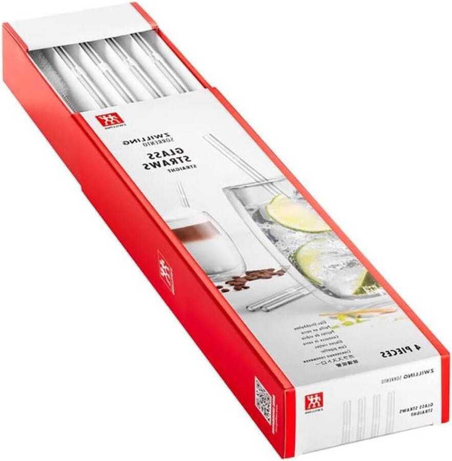 Duurzame en herbruikbare glazen rietjes set van 4 23 cm transparant incl. reinigingsborstel Glazen rietjes