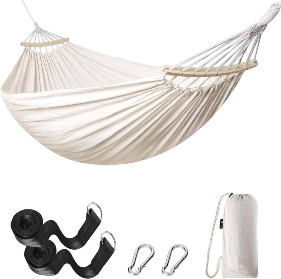 Duurzame hangmat met gebogen houten stang comfortabele hangmat voor tuin en strand
