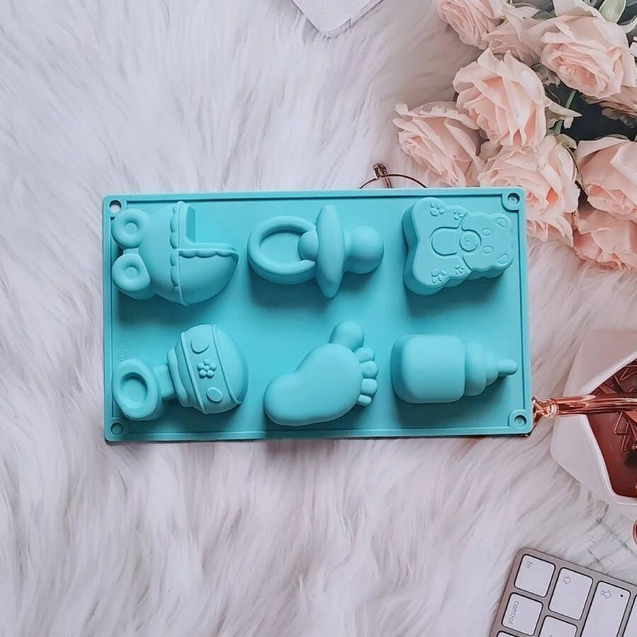 DW4Trading Siliconen Mal Baby Speen Voetje Beertje Flesje Kinderwagen Rammelaar Kaarsen Gips & Epoxy Gieten Zeep Cake Chocolade Fondant