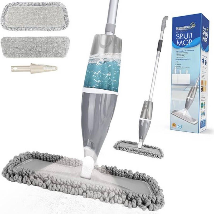 Dweil Dweilsysteem Vloerdweil Microvezeldweil 2 in 1 Mop Grijs