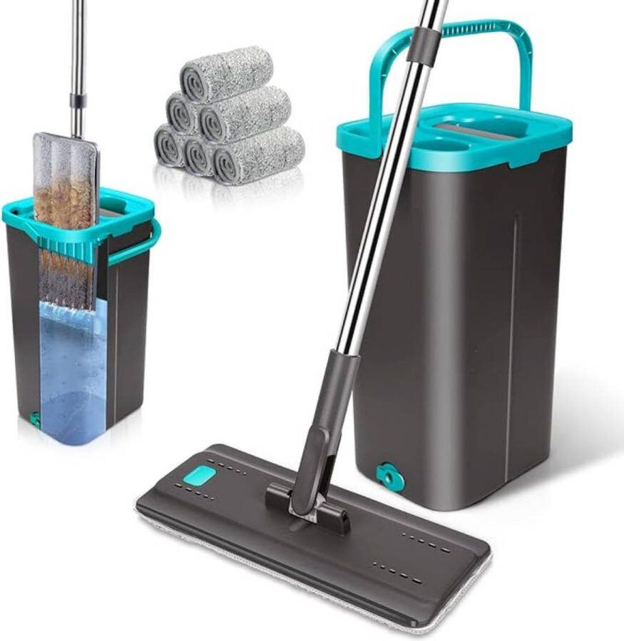 Dweil Dweilsysteem Vloerdweil Microvezeldweil 2 in 1 Mop Zwart