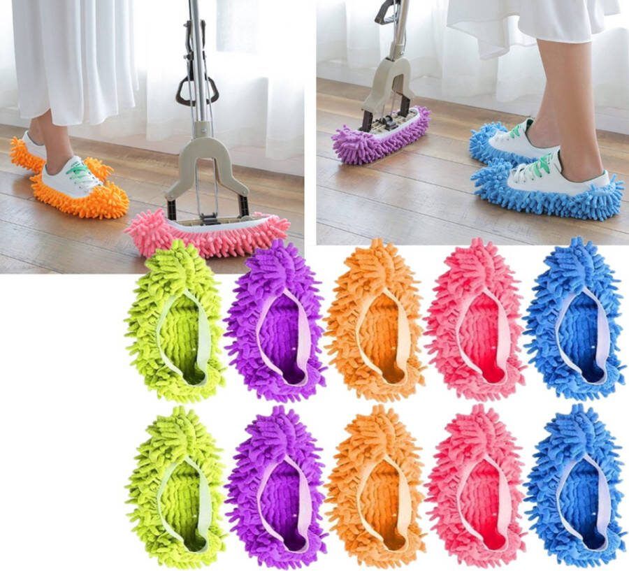 Dweilschoenen 10 stuks Dweil Mop Schoonmaakdoekjes Pantoffels voor vloerreiniging Herbruikbaar