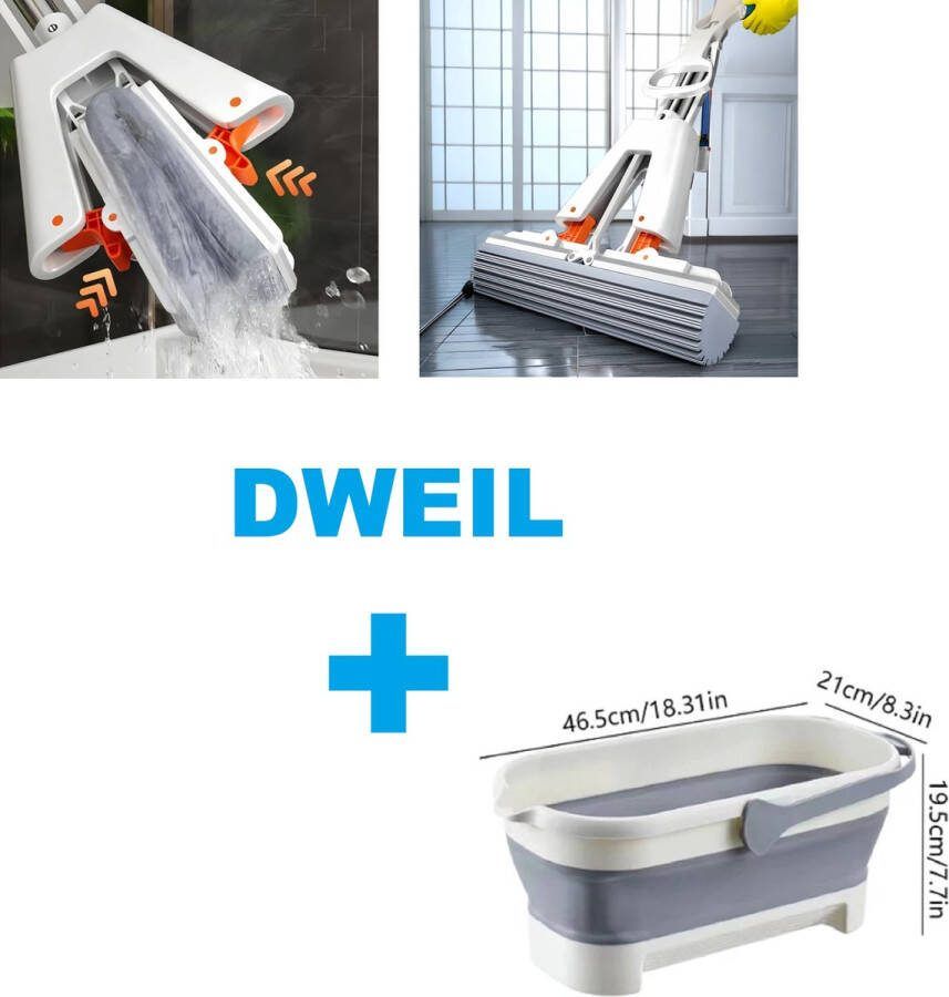 Dweilsysteem Met emmer Dweilset met wringer en extra mop rubber en dweilstok