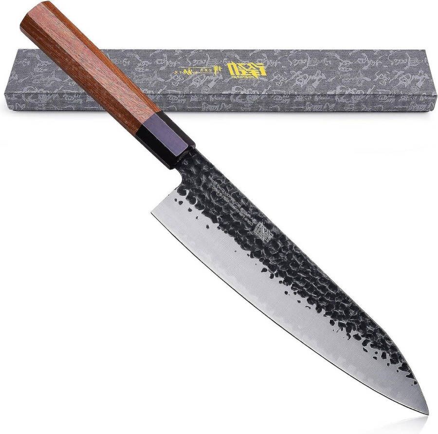 Dynasty Serie Japans Koksmes Professioneel keukenmes van 9Cr18MoV Hoog Koolstofstaal Scherp mes voor het snijden van vlees 8 Inches 21 CM Knife Roll Bag