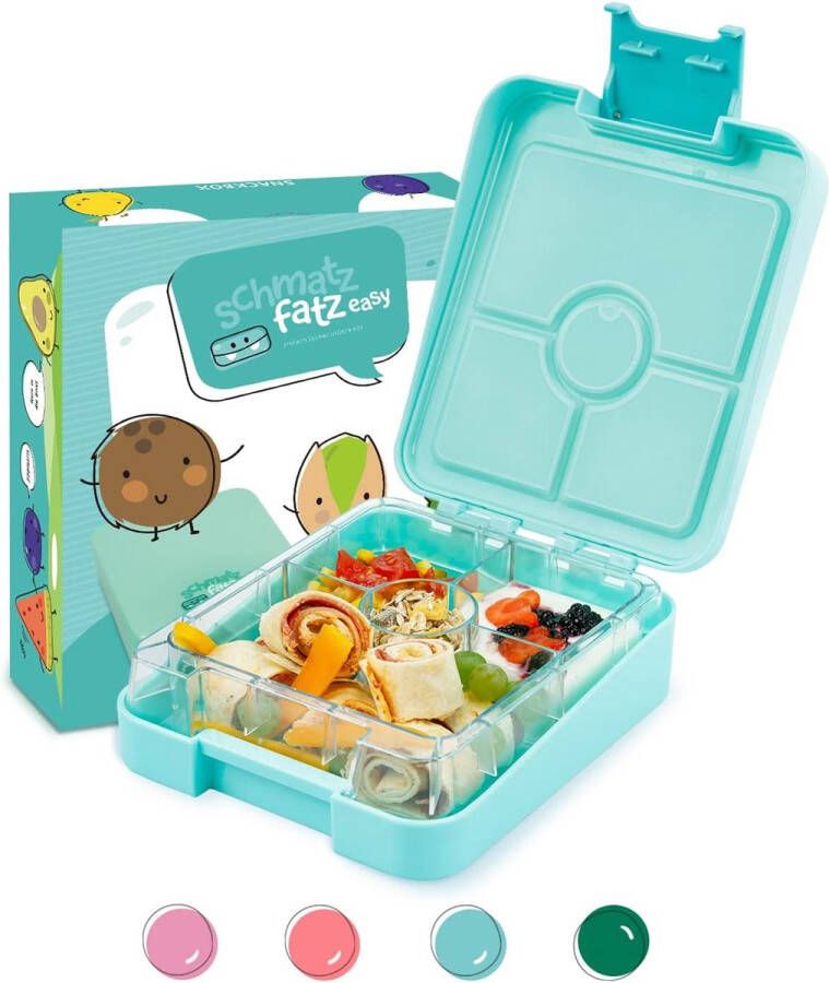 Easy kinder snackbox broodtrommel met vakken lunchbox (turquoise)