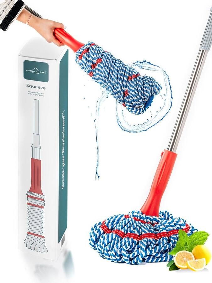 EasySqueeze dweilmop met uitwringfunctie vloerwisserset met anti-krasbescherming eenvoudig te gebruiken voor elke vloer bestel je wisser nu met 135 cm telescoopstang