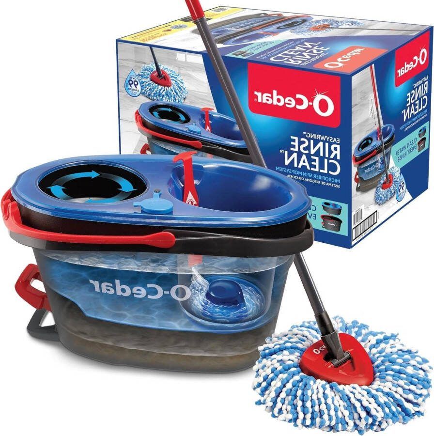 EasyWring RinseClean Microfiber Spin Mop & Bucket voor Vloerreiniging Grijs met uitspoelsysteem Mop