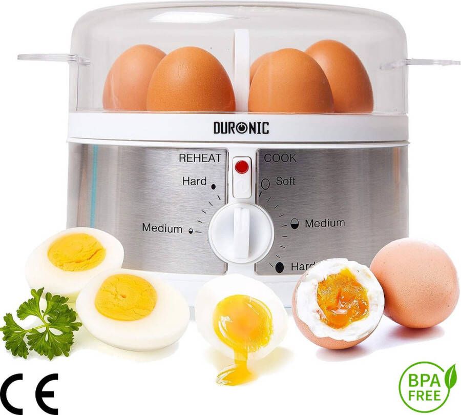 EB35 Eierkoker 7 Eieren Koken 350 W Stomer met Alarm & Timer Voor Zachtgekookt Halfzacht & Hardgekookt Ei Inclusief Eierprikker & Maatbeker voor Water Roestvrij Staal