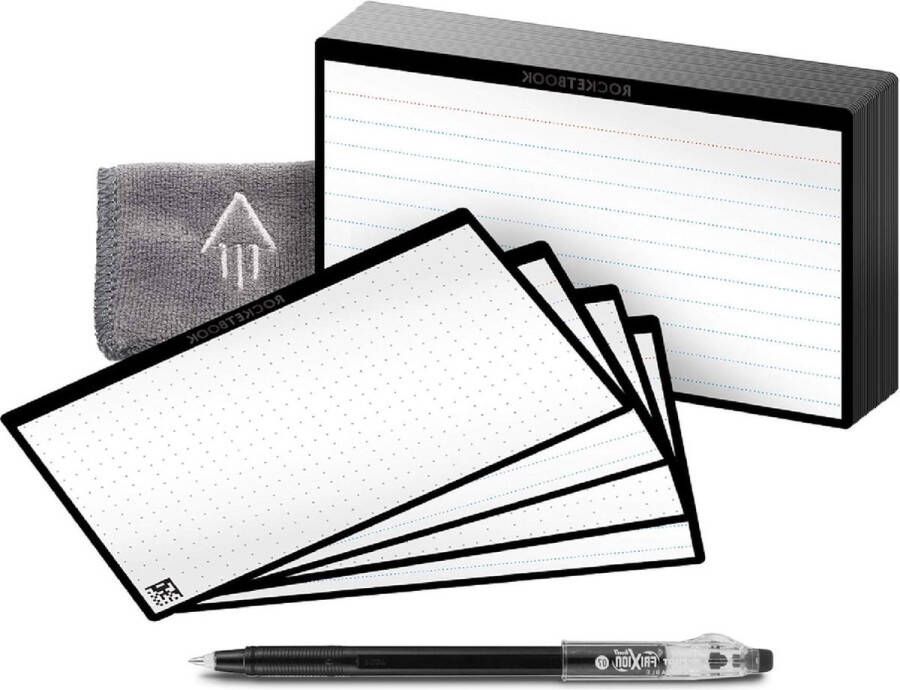Eco-Friendly Reusable Index Note Cards With Pilot FriXion ColorStick Pen & Microfiber Cloth Single Set of 40