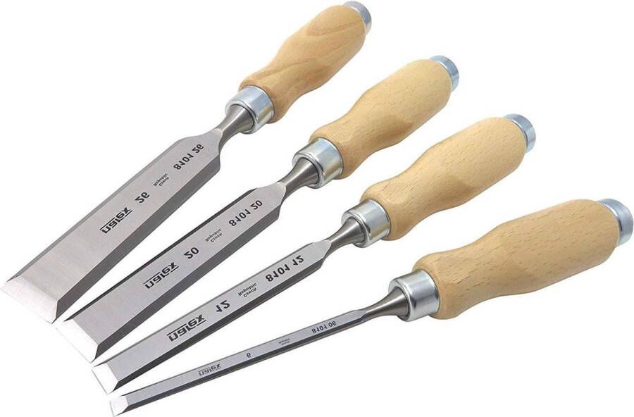Edge Beitel Set met Houten Handvatten 4 stuks Houtbewerkingstools