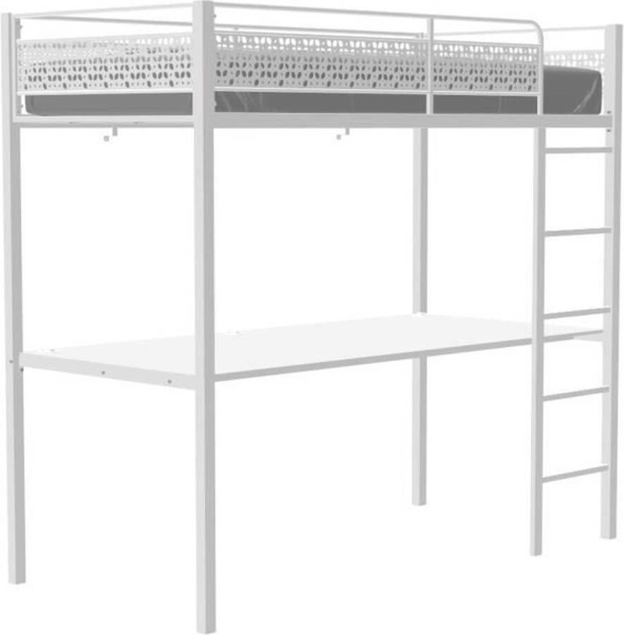 Merkloos Edibur Mezzanine hoogslaper bed met bureau 90 X 190 cm wit