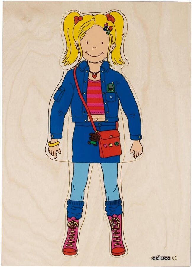 Educo Aankleedpuzzel 3 laags Kinderpuzzel 34x20 5 cm 21 stukjes Kinder puzzel Houten puzzel kinderen Educatief Speelgoed Legpuzzel Vanaf 4 jaar Aankleedpuzzel Jongen