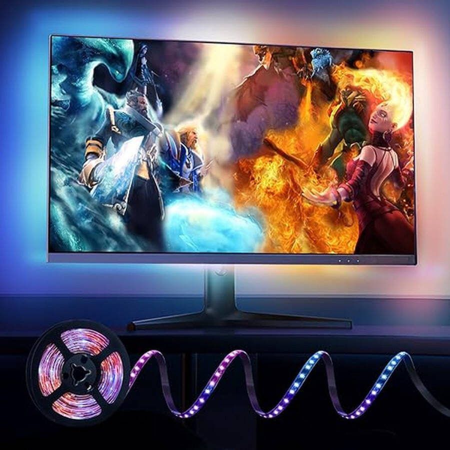 Edup Smart light strip voor pc Monitor Backlight Gaming ledstrip USB voeding Synchroniseer met muziek films en games (Alleen voor windows)