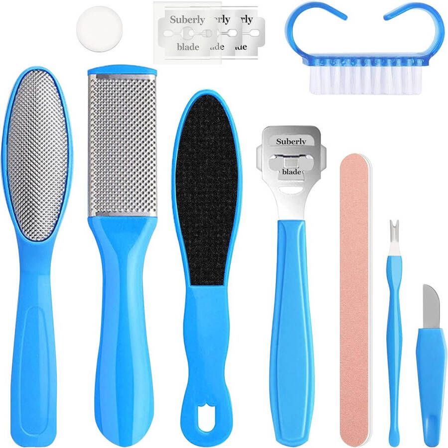 Eeltverwijderaars set Voetverzorging Pedicure set Eeltvijlen Blauw