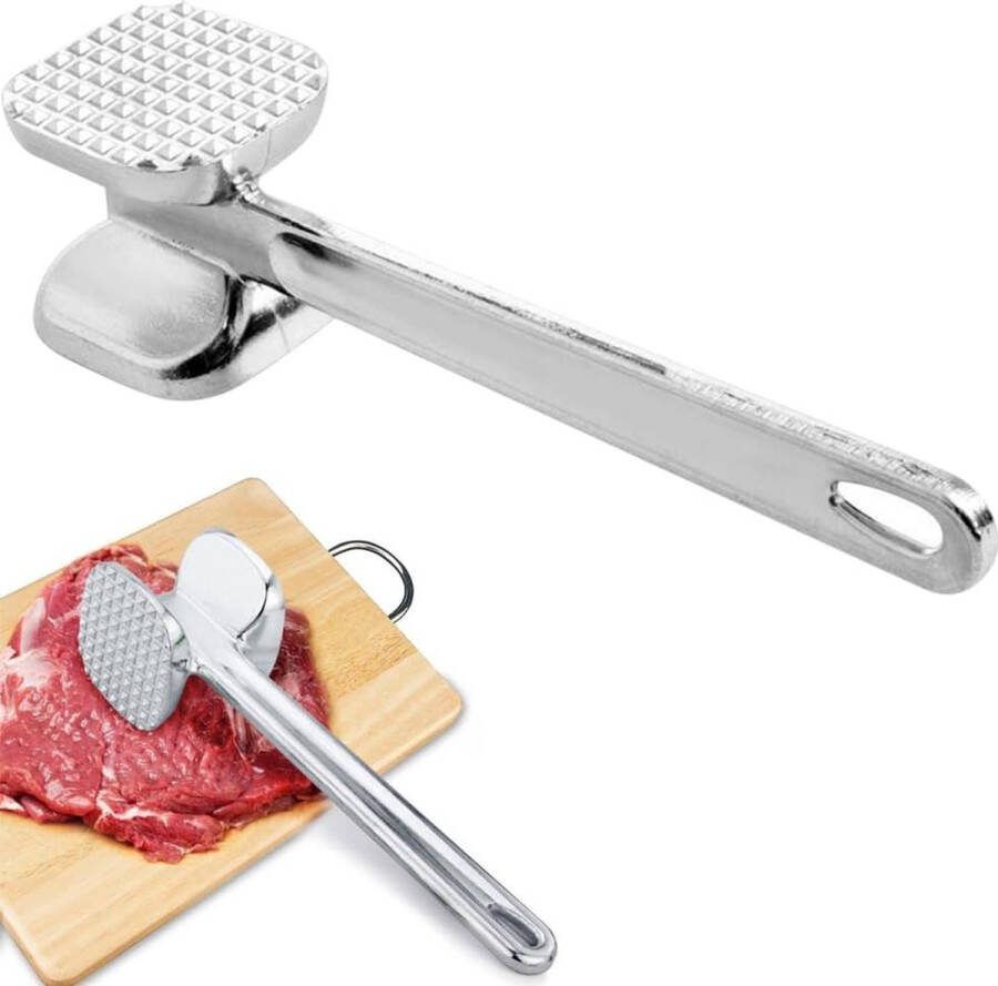 Eén Pack Dubbelzijdige Vleeshamer Vleesvermalser Steakhamer voor Koken en Bereiden Steakstamper Keukengadget 22 5 cm