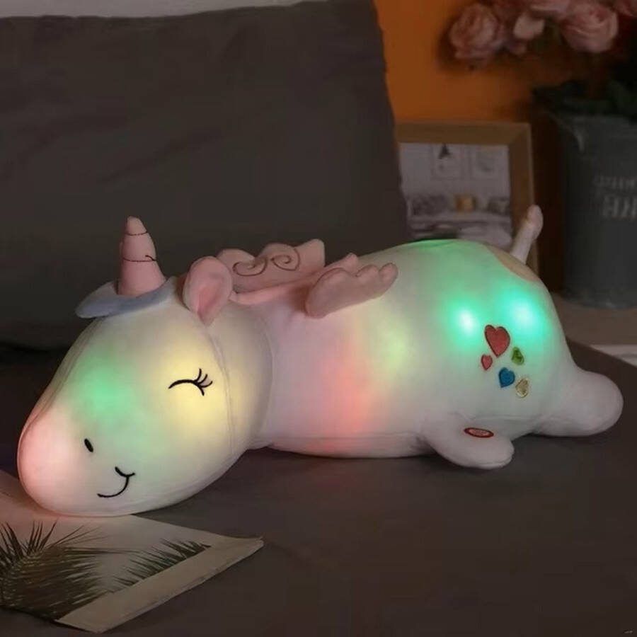 Eenhoorn knuffel unicorn led licht 60 cm