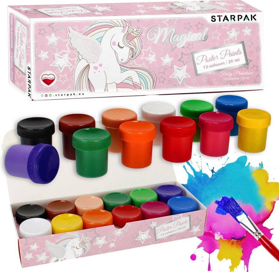 Eenhoorn Plakkaatverf 12 Kleuren 20ml